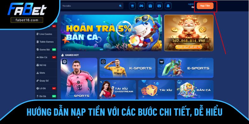 Từng thao tác nạp tiền FABET cụ thể Từng thao tác nạp tiền FABET cụ thể